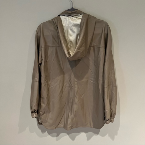 Zara Taupe Leather Hooded Zipper Jacket | XS - Picture 7 of 11